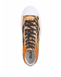 orange bedruckte hohe Sneakers aus Segeltuch von Burberry