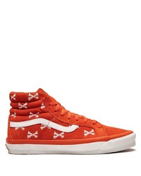 orange bedruckte hohe Sneakers aus Segeltuch von Vans