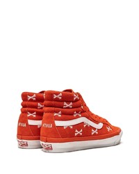 orange bedruckte hohe Sneakers aus Segeltuch von Vans