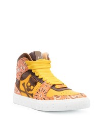 orange bedruckte hohe Sneakers von Philipp Plein