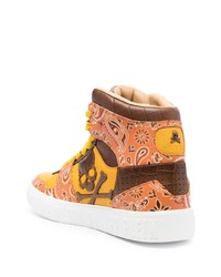 orange bedruckte hohe Sneakers von Philipp Plein