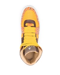 orange bedruckte hohe Sneakers von Philipp Plein