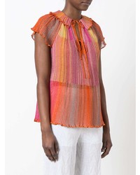 orange bedruckte Kurzarmbluse von M Missoni