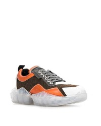 orange bedruckte Leder Sportschuhe von Jimmy Choo