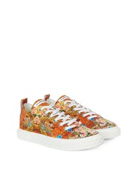 orange bedruckte niedrige Sneakers von Giuseppe Zanotti