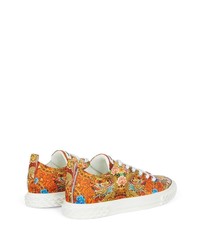 orange bedruckte niedrige Sneakers von Giuseppe Zanotti