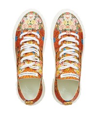 orange bedruckte niedrige Sneakers von Giuseppe Zanotti