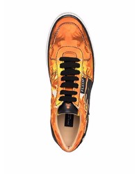orange bedruckte Segeltuch niedrige Sneakers von Philipp Plein