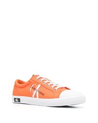 orange bedruckte Segeltuch niedrige Sneakers von Calvin Klein