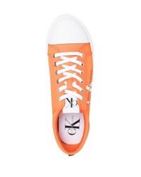 orange bedruckte Segeltuch niedrige Sneakers von Calvin Klein