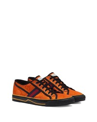 orange bedruckte Segeltuch niedrige Sneakers von Gucci