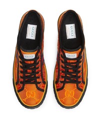 orange bedruckte Segeltuch niedrige Sneakers von Gucci