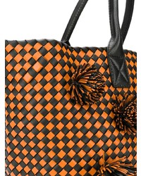 orange bedruckte Shopper Tasche aus Leder von Bottega Veneta