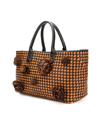 orange bedruckte Shopper Tasche aus Leder von Bottega Veneta