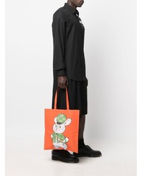 orange bedruckte Shopper Tasche aus Leder von Moschino