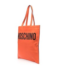 orange bedruckte Shopper Tasche aus Leder von Moschino