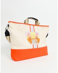 orange bedruckte Shopper Tasche aus Segeltuch von Juicy Couture
