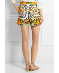 orange bedruckte Shorts von Dolce & Gabbana