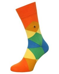 orange bedruckte Socken von Burlington