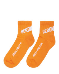 orange bedruckte Socken von Heron Preston