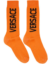orange bedruckte Socken von Versace