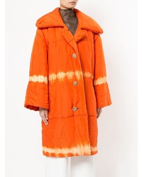 orange bedruckter Daunenmantel von Issey Miyake Vintage