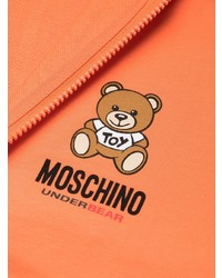 orange bedruckter Fleece-Pullover mit einem Kapuze von Moschino