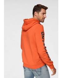 orange bedruckter Pullover mit einem Kapuze von Camp David