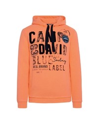 orange bedruckter Pullover mit einem Kapuze von Camp David