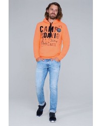 orange bedruckter Pullover mit einem Kapuze von Camp David