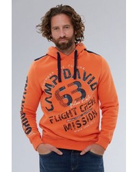 orange bedruckter Pullover mit einem Kapuze von Camp David