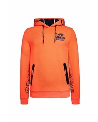 orange bedruckter Pullover mit einem Kapuze von Camp David