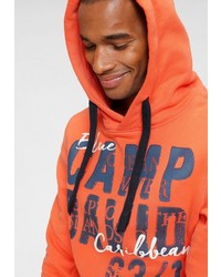 orange bedruckter Pullover mit einem Kapuze von Camp David