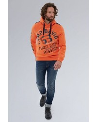 orange bedruckter Pullover mit einem Kapuze von Camp David