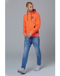 orange bedruckter Pullover mit einem Kapuze von Camp David