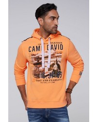 orange bedruckter Pullover mit einem Kapuze von Camp David