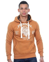 orange bedruckter Pullover mit einem Kapuze von CAZADOR