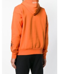 orange bedruckter Pullover mit einem Kapuze von Diesel