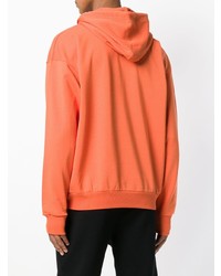 orange bedruckter Pullover mit einem Kapuze von Diesel