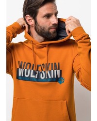 orange bedruckter Pullover mit einem Kapuze von Jack Wolfskin