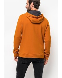 orange bedruckter Pullover mit einem Kapuze von Jack Wolfskin