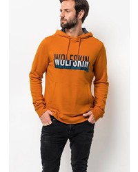 orange bedruckter Pullover mit einem Kapuze von Jack Wolfskin