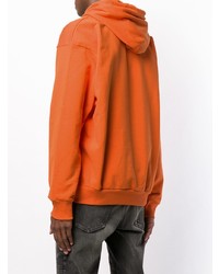 orange bedruckter Pullover mit einem Kapuze von Diesel