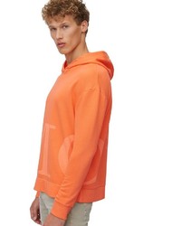 orange bedruckter Pullover mit einem Kapuze von Marc O'Polo