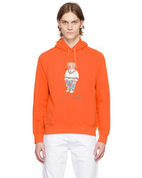 orange bedruckter Pullover mit einem Kapuze von Polo Ralph Lauren