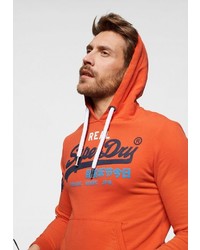 orange bedruckter Pullover mit einem Kapuze von Superdry