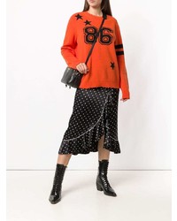 orange bedruckter Pullover mit einem Rundhalsausschnitt von RED Valentino