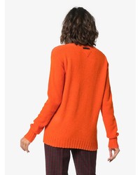 orange bedruckter Pullover mit einem Rundhalsausschnitt von Prada