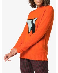 orange bedruckter Pullover mit einem Rundhalsausschnitt von Prada