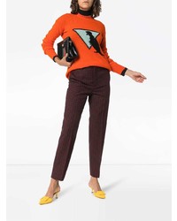 orange bedruckter Pullover mit einem Rundhalsausschnitt von Prada